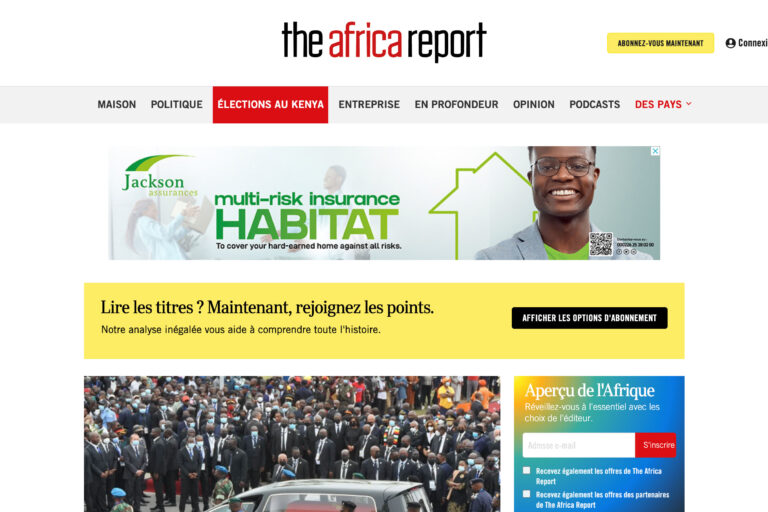 Page d'accueil site The Africa Report