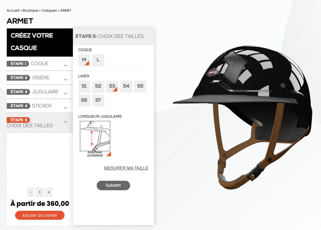 Illustration du configurateur produit Woocommerce sur mesure